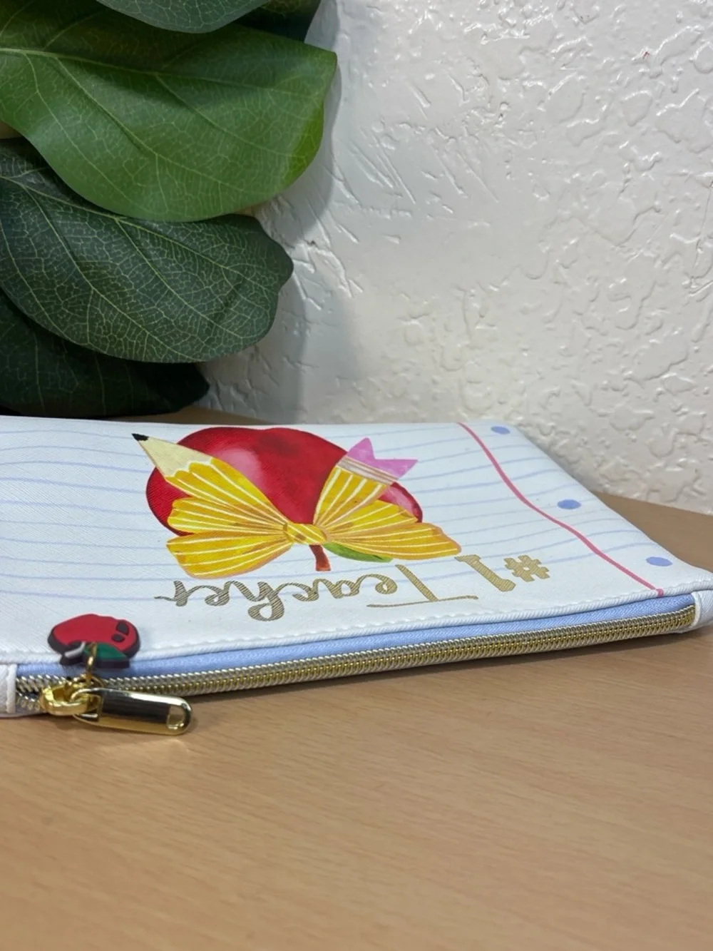 #1 Teacher Apple Pencil-Accent Zipper Pouch